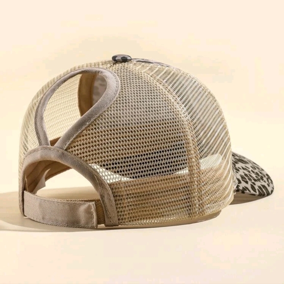 New! Leopard Print Pony Tail Hat - Picture 2 of 5